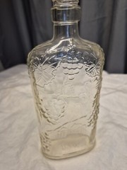Vintage Ball Glass Wine Bottle #70016 w Grape Vine design RARE Pint size