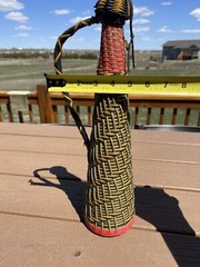 1950’s Viresa Plastic Scoubidou Woven Plastic Wicker Wine Bottle Made In Spain