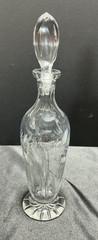 Vintage Cut Floral Etched Crystal Liquor Bottle with Stopper