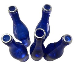 5 Vintage Cobalt Blue Wine Bottles 3 Trademark On Bottom