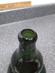 Vintage Green Glass Bubble Bottle Style Marked 348 G on Bottom