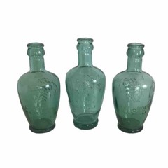 Cantine Vaselli Orvieto Green Blue Set Of Wine Bottles 6 Inch Embossed Vintage