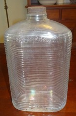 Vintage One Half Gallon Owens-Illinois Ribbed Clear Glass marked WINE with cap