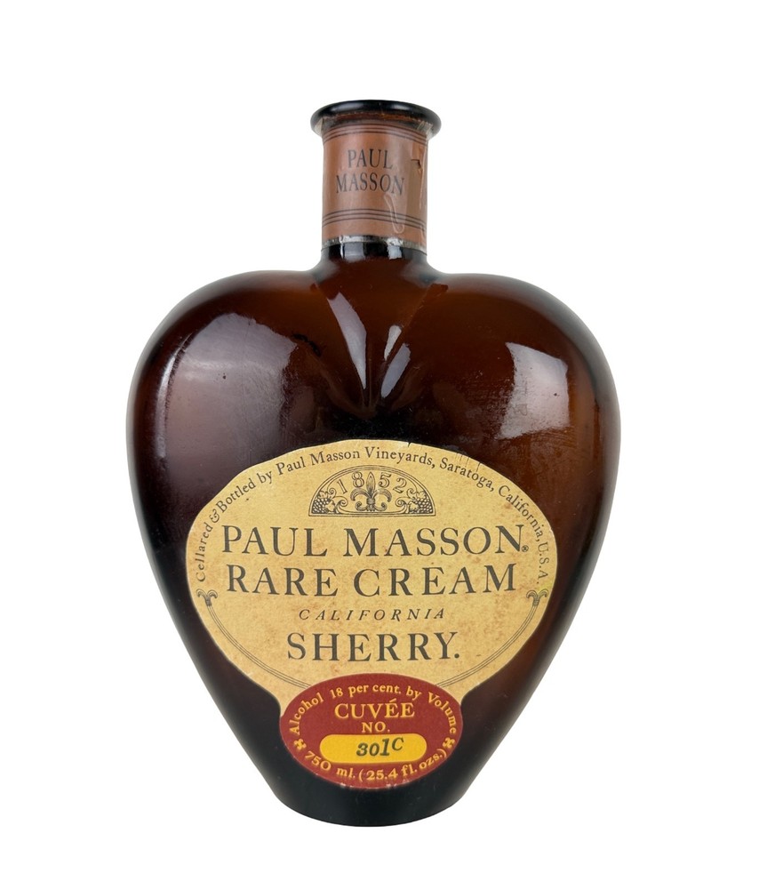 Heart Shaped Glass Wine Bottle PAUL MASSON RARE CREAM SHERRY Curve’e No. 002c