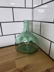 VINTAGE SA Orvin Hand Blown Green Glass Deco Wine Bottle Made in Tarragona Spain