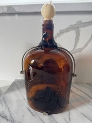 Vintage Brown Jug Christian Brothers California Wine 1 Gallon Bottle Metal Stand