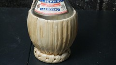 I.L. RUFFINO 1970 VTG WINE BOTTLE EMPTY WITH RATTAN WRAP AND CORK CAP