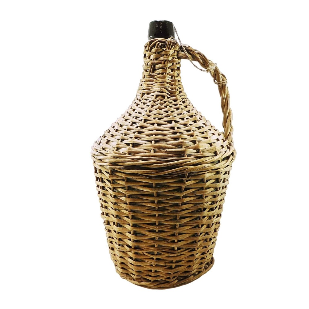 Antique Demijohn Wine Jug Green Glass 15&Prime;