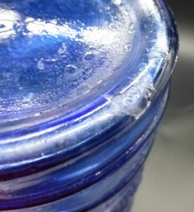 Cobalt Blue Mold Blown Glass Embossed Grapes Wine Bottle Antique / Vintage Heavy