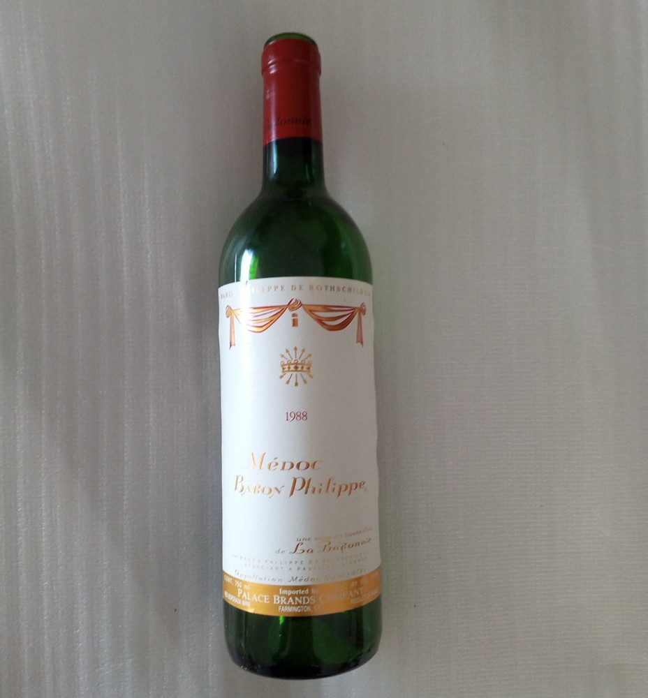 vintage 1988 MEDOC Baron Philippe Rothschild collectible empty wine bottle 750ml