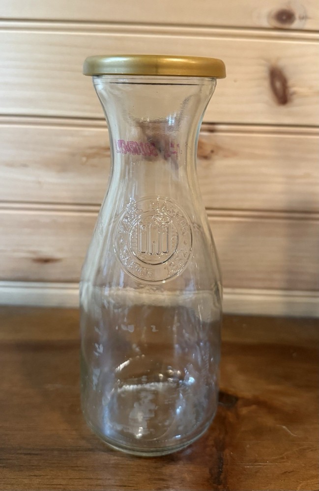 Paul Masson Winery Collectible Clear Glass Wine Bottle 14 oz Vintage Decor