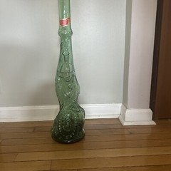 Vintage Italian Chianti 44” Tall Green Wine Bottle Women Empty