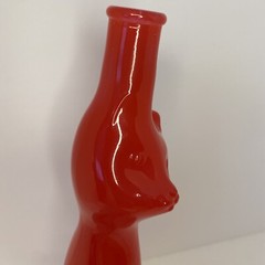 2017 HAPPY CAT FIGURAL RIESLING WINE BOTTLE RED KITTY KITTEN VASE EMPTY 13&Prime;