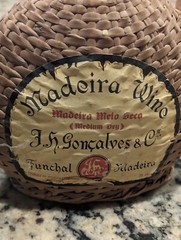 Vintage Old Madeira Wine Meio Seco Wicker Wrapped Empty Bottle Portugal