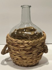 Vintage Wicker Wrapped 10.75&Prime; Demijohn Glass Wine Bottle