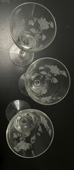 Vintage Wine Toscany Etched Crystal Glasses X3