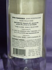 VINA TONDONIA Gran Reserva 2008 Rose Rioja R. LOPEZ DE HEREDIA Empty Wine Bottle