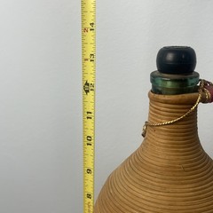 Vintage Spanish Burgundy Wine Bottle Rattan Wrapped With Handle & Cork MCM HTF