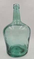Antique 1860 Green 12&Prime; Wine Jug Valencia Glass Bottle Carbon Demijohn