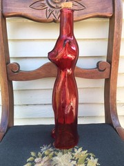 Empty Moselland Riesling HAPPY CAT Red Wine Bottle Kitsch Mosel Art Glass 13”
