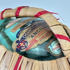 Vintage 1970 Chianti Fiasco Straw Empty Bottle Wrapped Italy 1 Qt Decor 11&Prime; Aqua