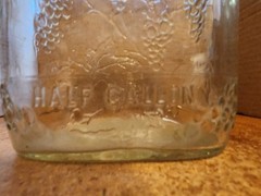 Vintage Glass Grapevine Embossed Wine Bottle Half Gallon Screw Top Lot 3642