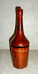 VINTAGE DARK BROWN WOODEN WINE BOTTLE 9&Prime; TALL **