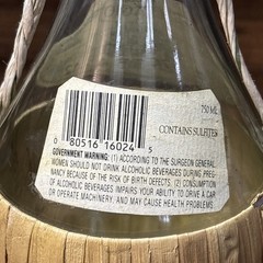 2002 Bell&rsquo;Agio Chianti Empty Bottle With Rattan Wrap