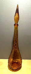 Vintage 22&Prime; MCM 1960s Italy Rossini Empoli Amber Hobnail Genie Decanter Bottle 1
