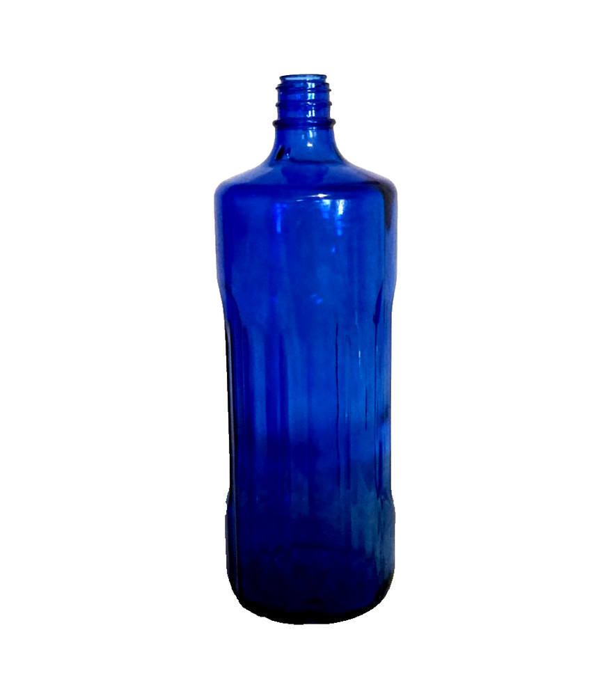 Vintage Paneled Cobalt Blue Glass 1.75 L Wine Bottle