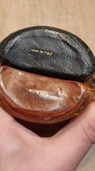 Vintage leather bottle for wine or spirits. Italy. 1980s