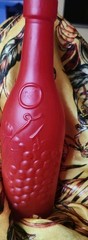 Vintage Frosted Glass wine bottle with embossed grapes design without cork
