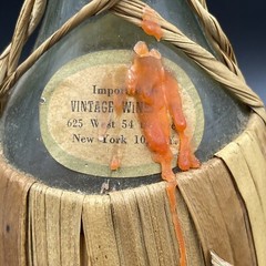 1967 Chianti Wine Bottle Rattan Wrap Wicker Basket Loop Italy Bandini Vintage