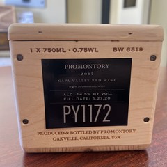 PROMONTORY – NAPA VALLEY – WOODEN SINGLE BOTTLE WINE BOX – 2017 – RARE!