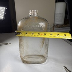 Vintage Clear Glass Half Gallon Bottle Embossed Grape Vine Leaf Design Flask Jug