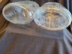Vintage Rare Embossed Half Gallon Little Amana Glass Wine Jug(2) With Lids