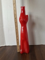 Red Happy Cat Glass Wine Bottle 13 in. Collection Fun Cats! 🐱