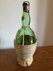 Vtg 1977 Bolla Valpolicella 1L Green Glass Wine Bottle Wicker/Raffia Wrapped