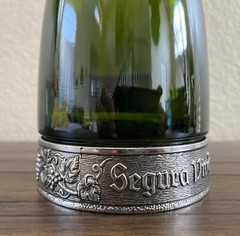 Wine Cava Bottle Empty Segura Viudas Brut Reserva Heredad W/Sterling Silver Deco