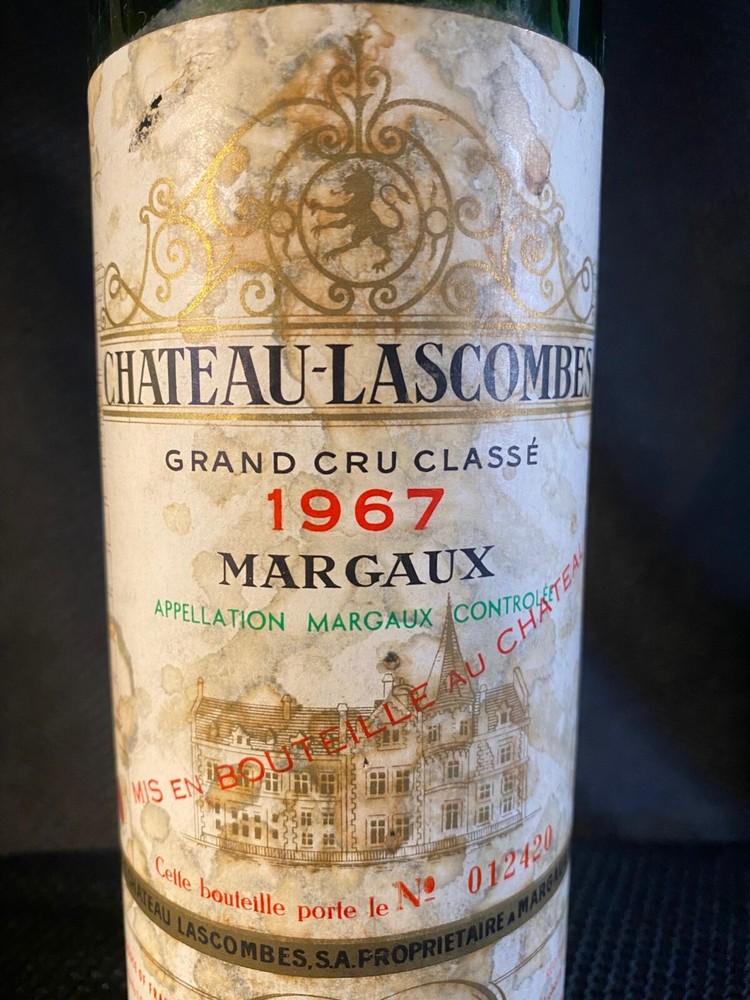 1967 Chateau Lascombes French Bordeaux empty Wine Bottle & Label 