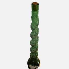 Vtg Empoli 34” Tall Glass Green Bottle Italy Chianti Swirl Cork Label Basket