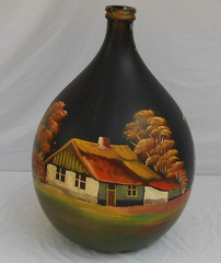 Demijohn French XX Large wine 30 L .Bottle Custom painted windmill on it 1960&rsquo;s