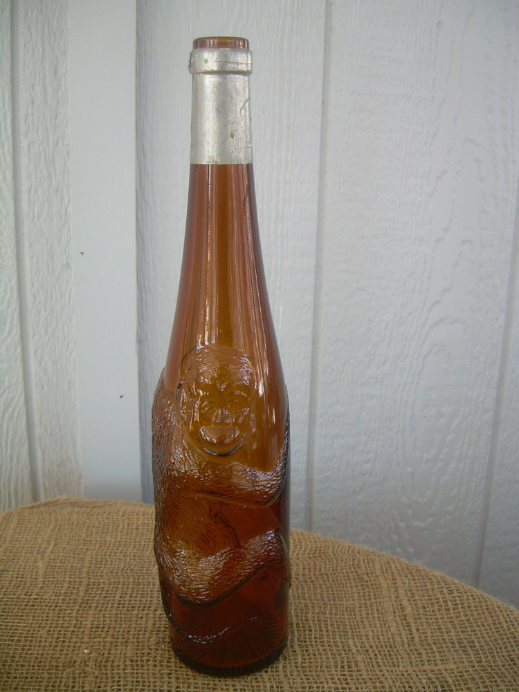 VTG German Baden Affentaler Spatburgunder MONKEY Brown Wine Bottle