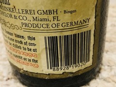 Vintage ©️1985 BLACK TOWER German White Wine Empty Bottle 750mL Crock Style- EC!