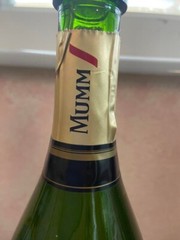 G.H. Mumm Empty Champagne Bottle 12” Green Red Gold Classic with original cork