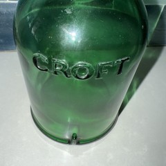 Antq CROFT Port Wine Bottle Embossed Nautical Ship Emerald Green Glass c.1900
