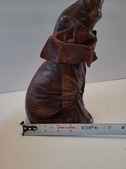 Vintage Vetropelle Brown Leather Wrapped Elephant Gold Chain Wine Bottle