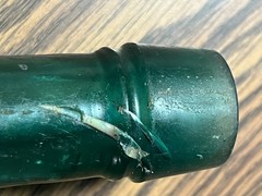Vtg. Emerald Green Peppersauce Bottle Embossed JPS Ht: 9&Prime; Cir: 2 1/2&Prime;
