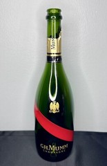 G.H. Mumm Empty Champagne Bottle 12” Green Red Gold Classic Home Man Cave Decor