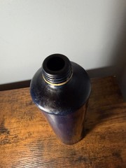 Vintage Beameister Empty Stoneware German Riesling Wine Bottle 11&Prime; Tall Blue